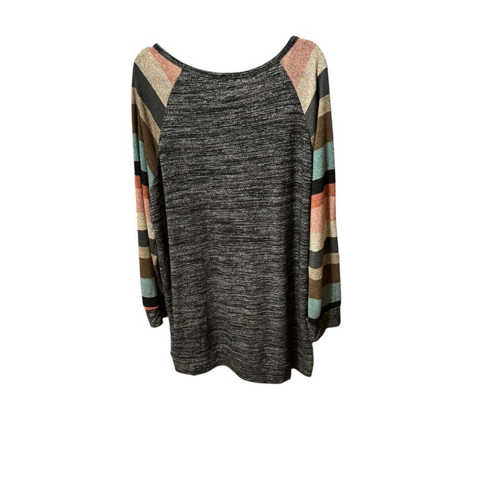 Egs Black with stripe sleeve Long Sleeve Scope Neck Pullover Womens Size 2XL EUC